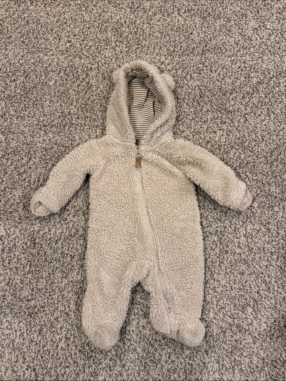 Carter's Cream Sherpa Hooded Baby One-Piece Footie